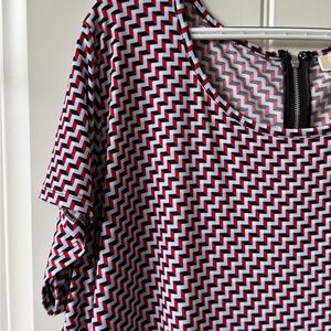 Michael Kors 3X Fit and Flare Skater Red and Black Zigzag Dress